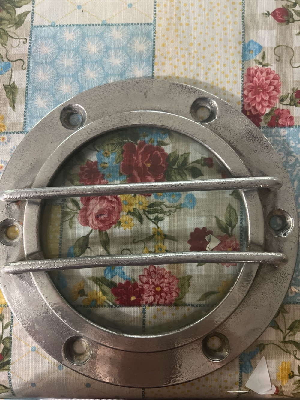Vintage Round Chrome Porthole Window Accent - Silver
